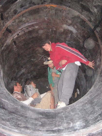 Inside one of the tanks